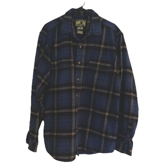 FIELD&STREAM Mens Blue Plaid Shirt Sz  XLTall Heavy 100% Cotton Flannel - Picture 1 of 7